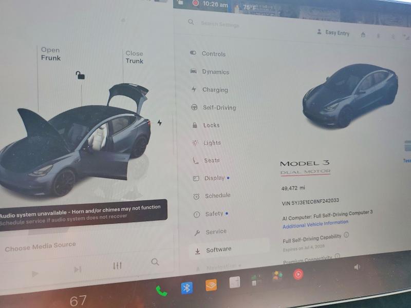 58066116 :رقم المزاد ، 5YJ3E1EC6NF242033 vin ، 2022 Tesla Model 3 مزاد بيع