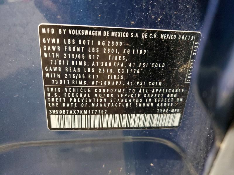 Продажа на аукционе авто 2019 Volkswagen Tiguan, vin: 3VV0B7AX7KM177192, номер лота: 59290426