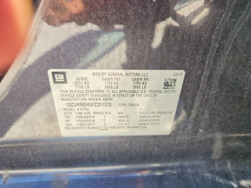 55837916 :رقم المزاد ، 1GCVKREH5FZ251278 vin ، 2015 Chevrolet Silverado مزاد بيع