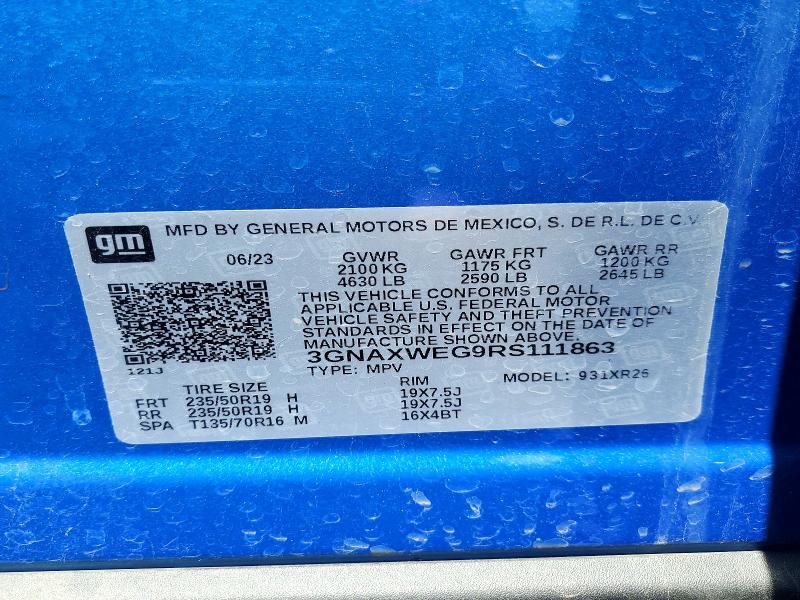 Продаж на аукціоні авто 2024 Chevrolet Equinox, vin: 3GNAXWEG9RS111863, номер лоту: 57954576