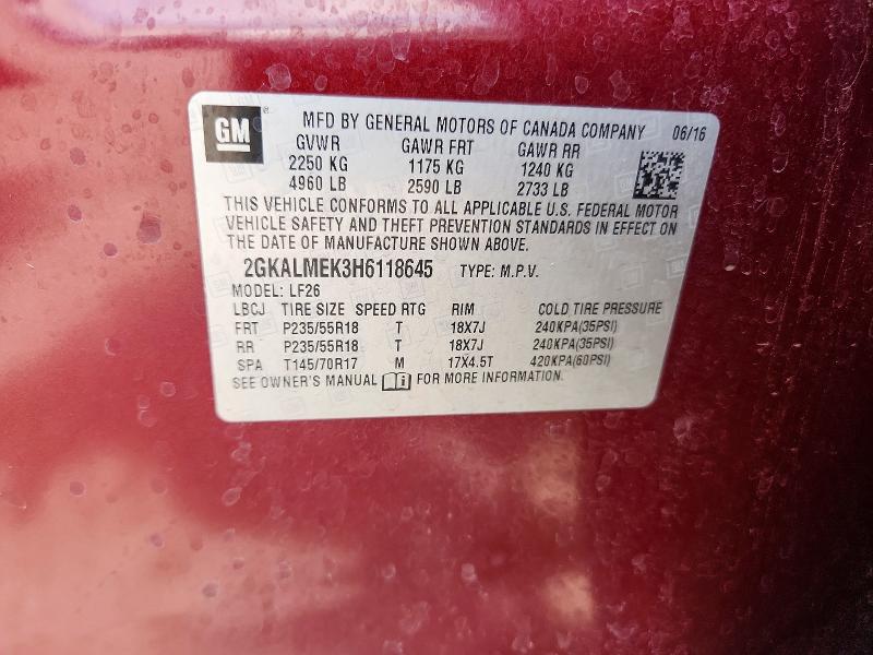 Продаж на аукціоні авто 2017 Gmc Terrain, vin: 2GKALMEK3H6118645, номер лоту: 57192276