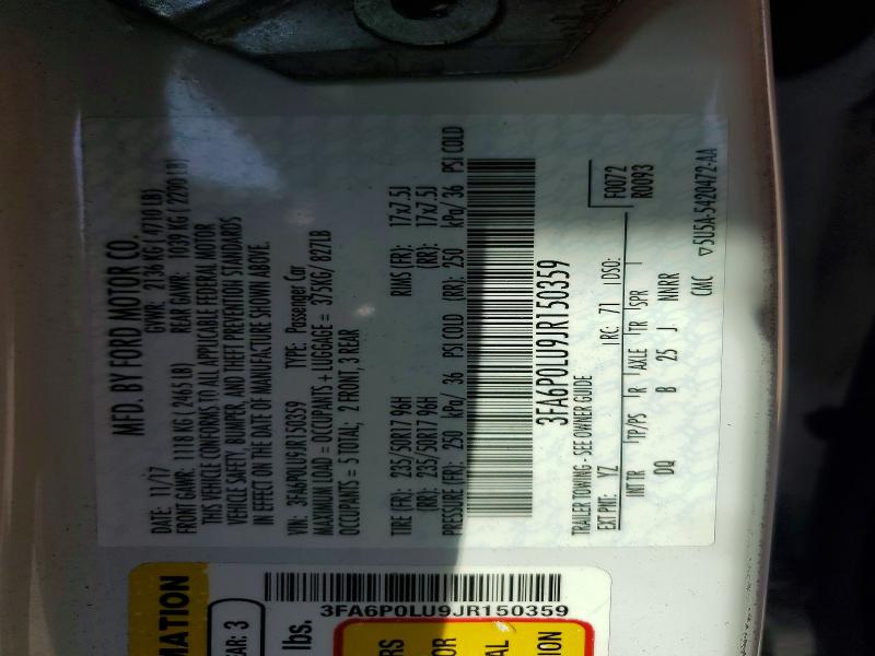 Aukcja sprzedaży 2018 Ford Fusion, vin: 3FA6P0LU9JR150359, numer aukcji: 56453046