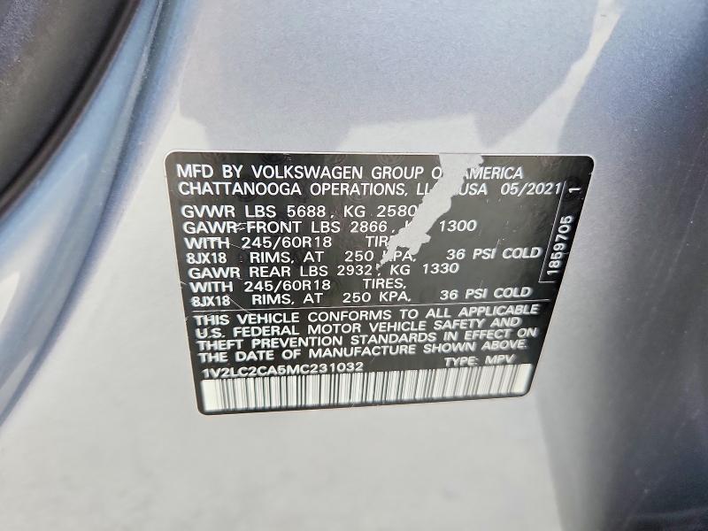 Продажа на аукционе авто 2021 Volkswagen Atlas Cross Sport, vin: 1V2LC2CA5MC231032, номер лота: 58617846