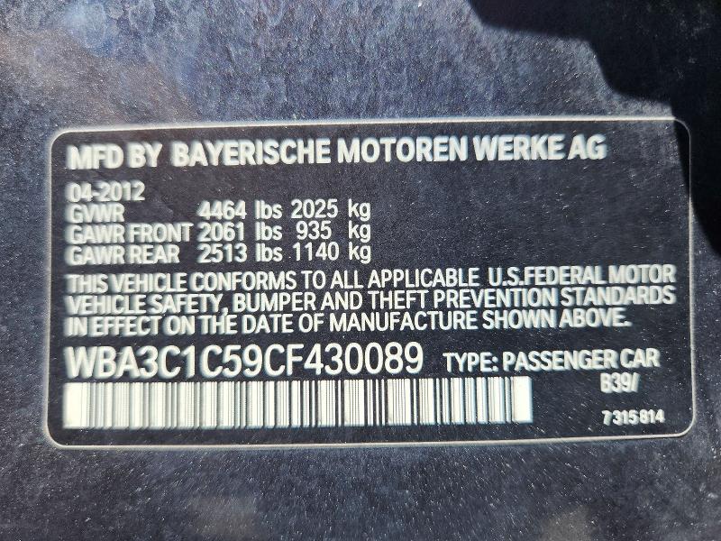 Продажа на аукционе авто 2012 Bmw 328, vin: WBA3C1C59CF430089, номер лота: 56627836