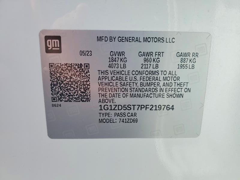 Aukcja sprzedaży 2023 Chevrolet Malibu, vin: 1G1ZD5ST7PF219764, numer aukcji: 55889306