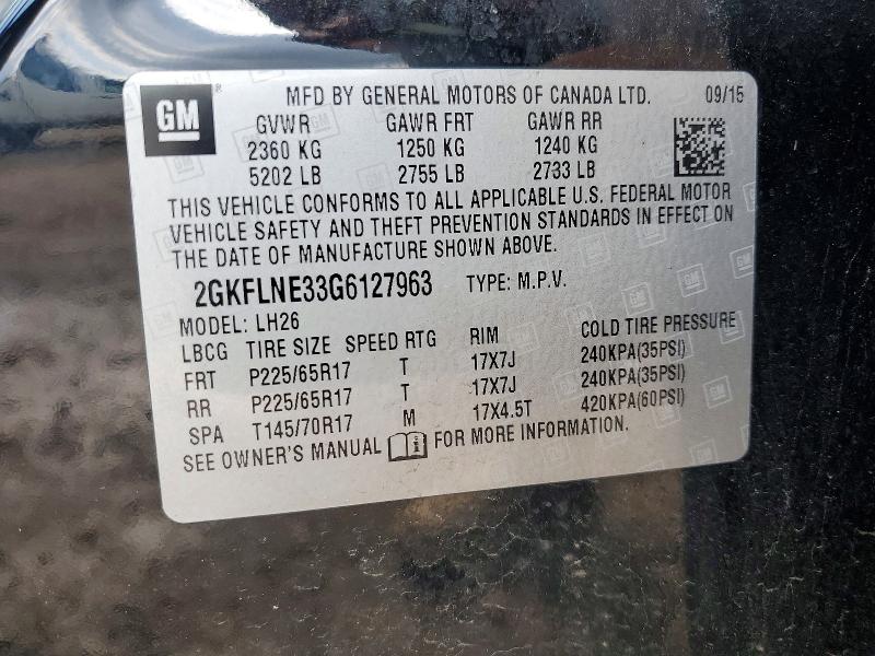 2016 Gmc Terrain მანქანა იყიდება აუქციონზე, vin: 2GKFLNE33G6127963, აუქციონის ნომერი: 57238256
