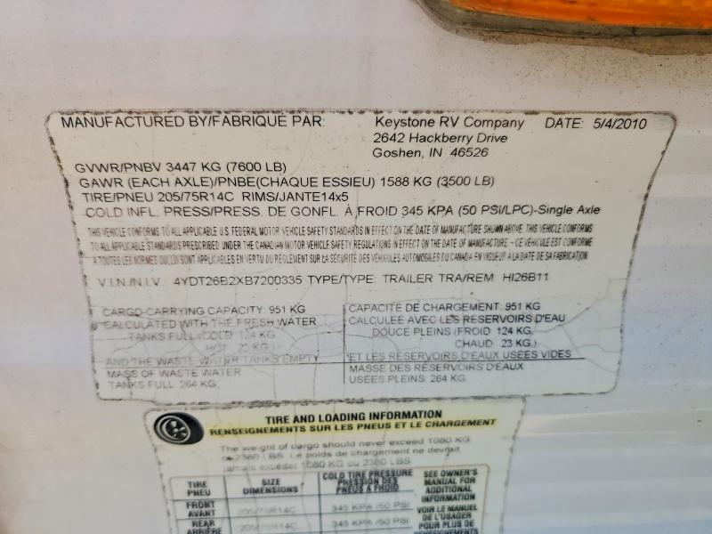 Продажа на аукционе авто 2011 Hornet Travel Trl, vin: 4YDT26B2XB7200335, номер лота: 55903406