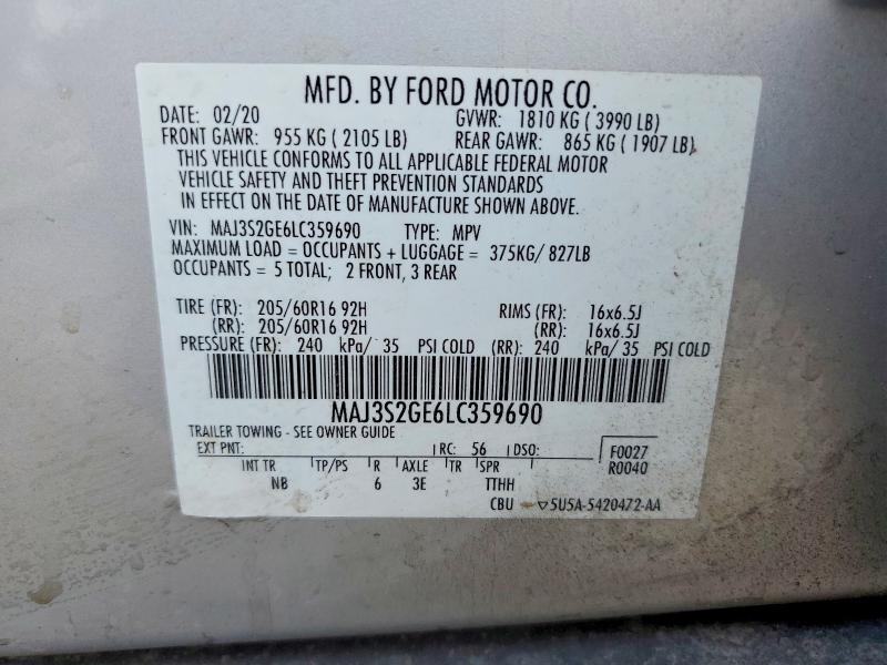 Продаж на аукціоні авто 2020 Ford Ecosport, vin: MAJ3S2GE6LC359690, номер лоту: 57883716