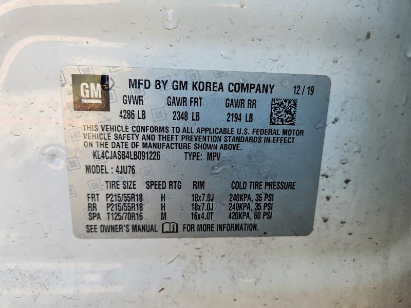 55779396 :رقم المزاد ، KL4CJASB4LB091226 vin ، 2020 Buick Encore مزاد بيع
