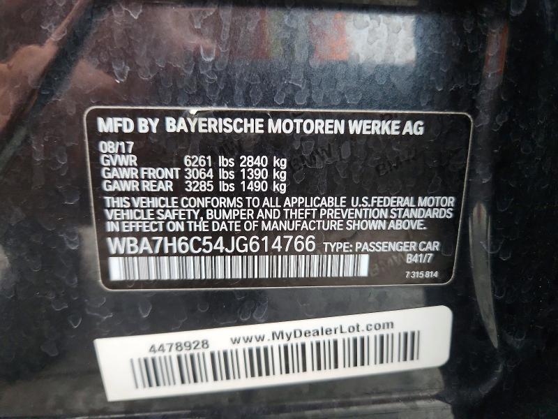 Aukcja sprzedaży 2018 Bmw M760, vin: WBA7H6C54JG614766, numer aukcji: 57699756