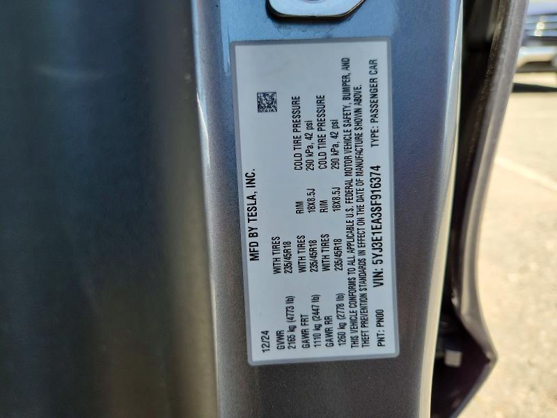 Продаж на аукціоні авто 2025 Tesla Model 3, vin: 5YJ3E1EA3SF916374, номер лоту: 55957456