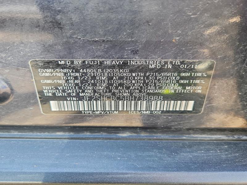 56089956 :رقم المزاد ، JF2SHCBC5BH738988 vin ، 2011 Subaru Forester مزاد بيع