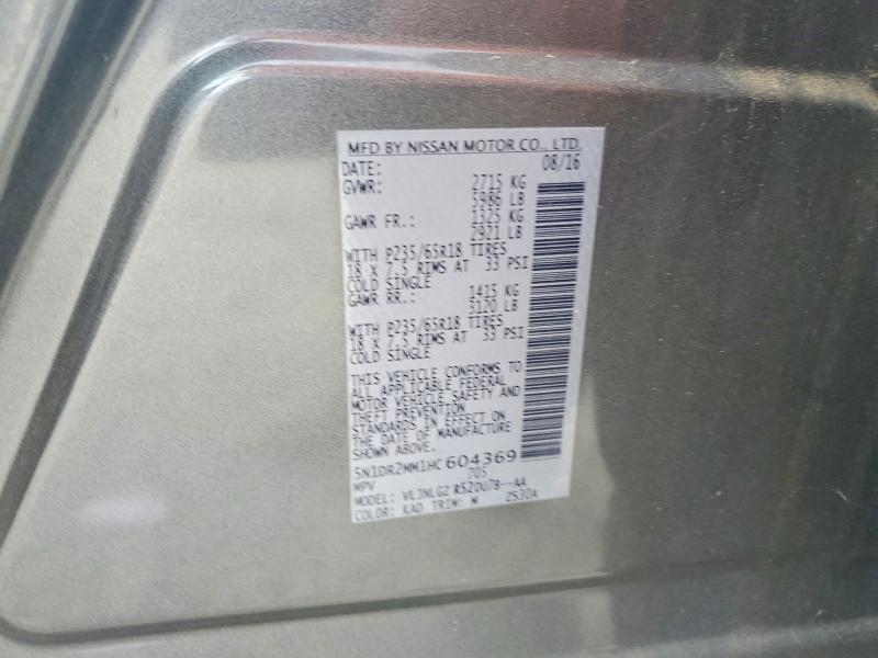 2017 Nissan Pathfinder მანქანა იყიდება აუქციონზე, vin: 5N1DR2MM1HC604369, აუქციონის ნომერი: 56484606