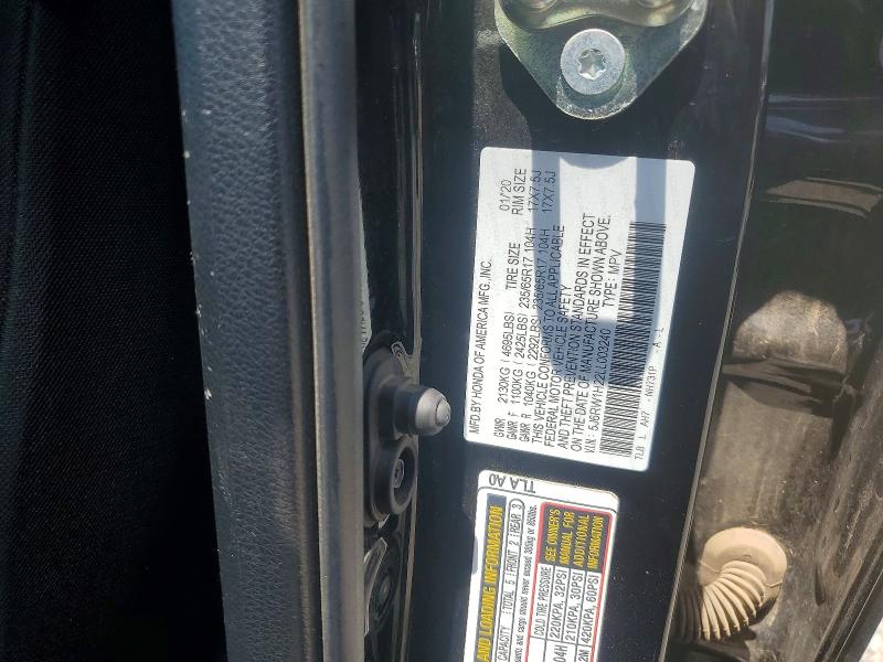 Aukcja sprzedaży 2020 Honda Cr-v, vin: 5J6RW1H22LL003240, numer aukcji: 56679796