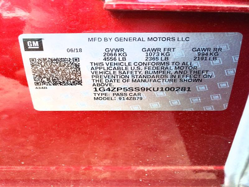 Aukcja sprzedaży 2019 Buick Lacrosse, vin: 1G4ZP5SS9KU100281, numer aukcji: 58986796