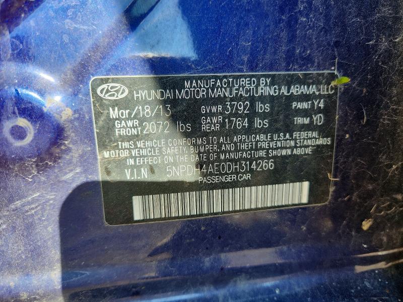 2013 Hyundai Elantra მანქანა იყიდება აუქციონზე, vin: 5NPDH4AE0DH314266, აუქციონის ნომერი: 56427116