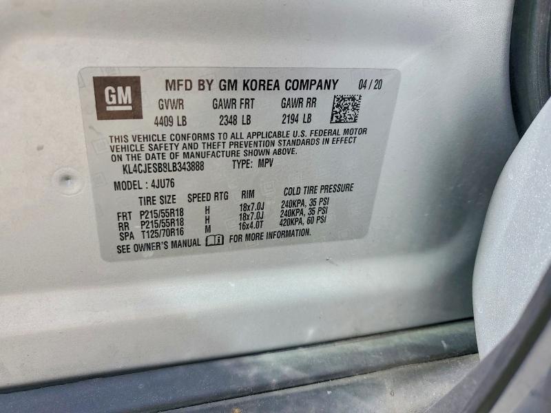 Продажа на аукционе авто 2020 Buick Encore, vin: KL4CJESB8LB343888, номер лота: 58036666