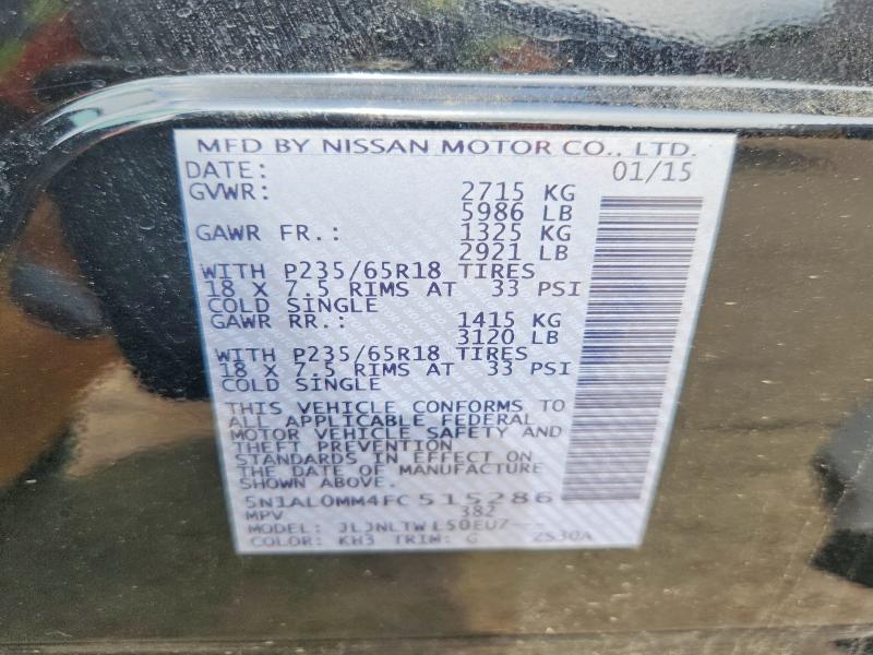 Продаж на аукціоні авто 2015 Infiniti Qx60, vin: 5N1AL0MM4FC515286, номер лоту: 55504846