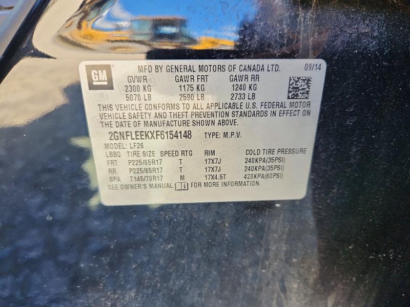 Aukcja sprzedaży 2015 Chevrolet Equinox, vin: 2GNFLEEKXF6154148, numer aukcji: 58355126