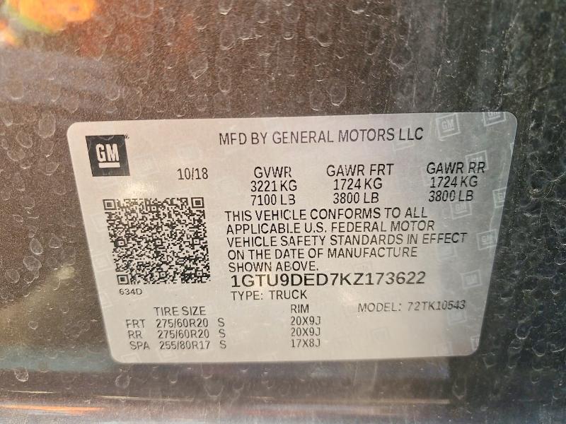 Aukcja sprzedaży 2019 Gmc Sierra, vin: 1GTU9DED7KZ173622, numer aukcji: 56657106