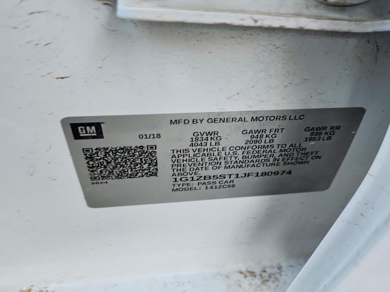 2018 Chevrolet Malibu მანქანა იყიდება აუქციონზე, vin: 1G1ZB5ST1JF180974, აუქციონის ნომერი: 56238786