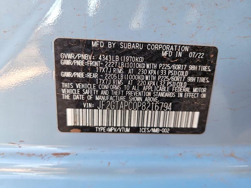 Продаж на аукціоні авто 2023 Subaru Crosstrek, vin: JF2GTAPC0P8216794, номер лоту: 55837826
