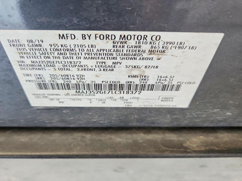 2020 Ford Ecosport მანქანა იყიდება აუქციონზე, vin: MAJ3S2GE7LC318372, აუქციონის ნომერი: 57249406