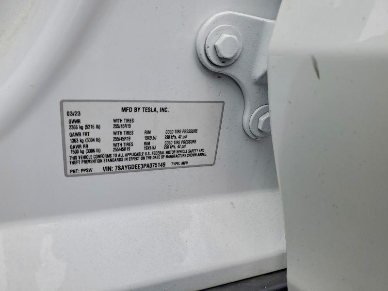 2023 Tesla Model Y მანქანა იყიდება აუქციონზე, vin: 7SAYGDEE3PA075149, აუქციონის ნომერი: 85987015