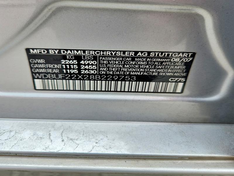 Продажа на аукционе авто 2008 Mercedes-benz E, vin: WDBUF22X28B229753, номер лота: 58011966