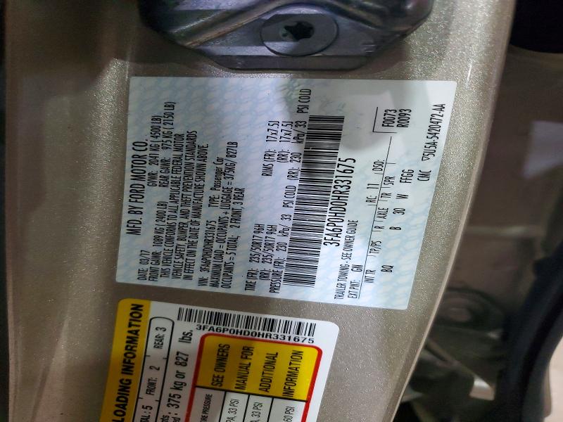 56143846 :رقم المزاد ، 3FA6P0HD0HR331675 vin ، 2017 Ford Fusion مزاد بيع