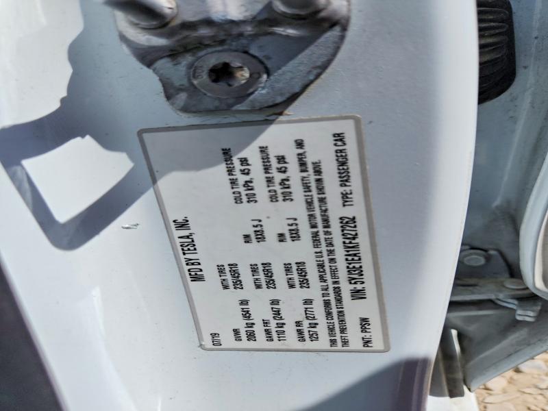 2019 Tesla Model 3 მანქანა იყიდება აუქციონზე, vin: 5YJ3E1EA1KF427262, აუქციონის ნომერი: 55894256