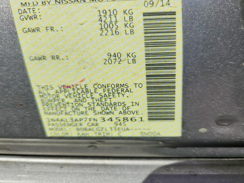 Продаж на аукціоні авто 2015 Nissan Altima, vin: 1N4AL3AP7FN345861, номер лоту: 57733626