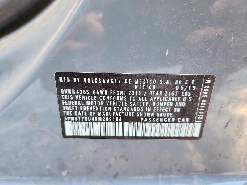 Aukcja sprzedaży 2019 Volkswagen Jetta, vin: 3VW6T7BU4KM209104, numer aukcji: 54884086