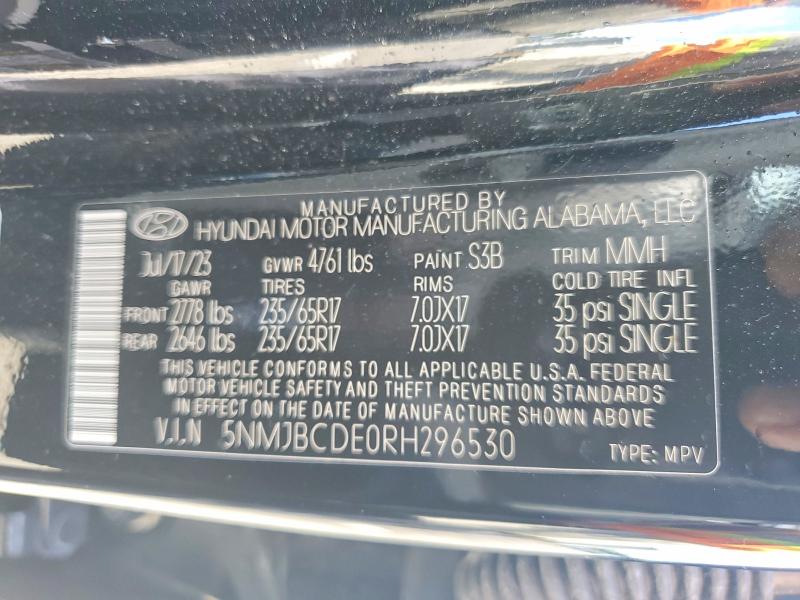 58228666 :رقم المزاد ، 5NMJBCDE0RH296530 vin ، 2024 Hyundai Tucson مزاد بيع