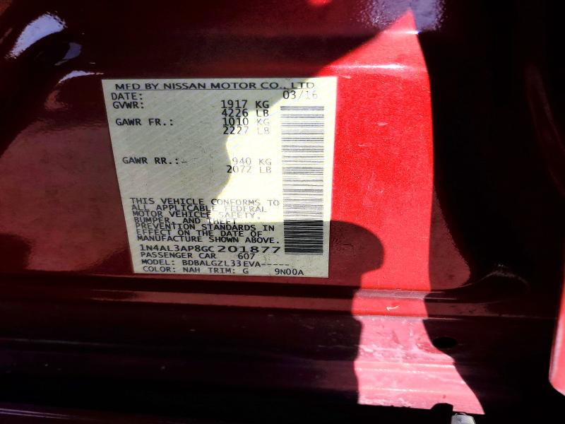 2016 Nissan Altima მანქანა იყიდება აუქციონზე, vin: 1N4AL3AP8GC201877, აუქციონის ნომერი: 56320036