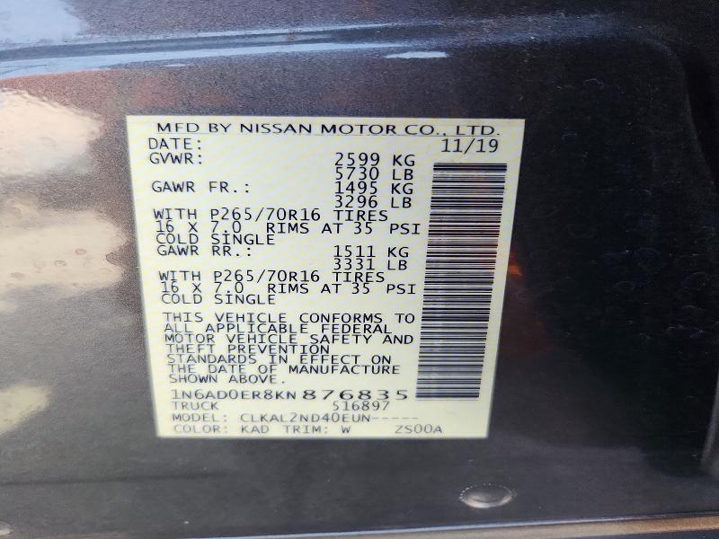 Aukcja sprzedaży 2019 Nissan Frontier, vin: 1N6AD0ER8KN876835, numer aukcji: 58984556