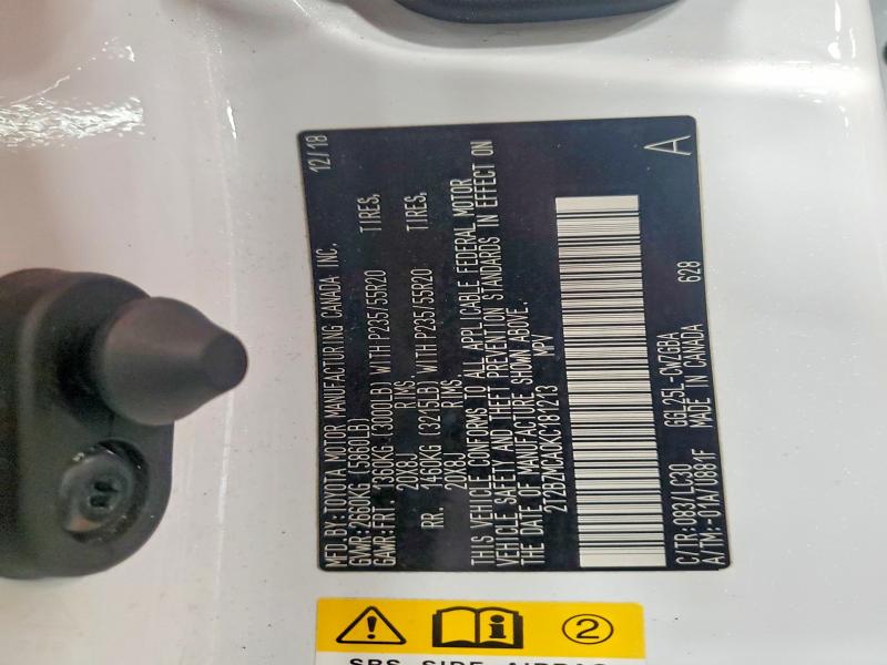55136946 :رقم المزاد ، 2T2BZMCA0KC181213 vin ، 2019 Lexus Rx 350 مزاد بيع