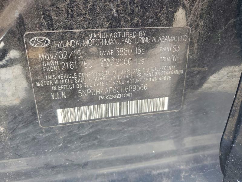 Продажа на аукционе авто 2016 Hyundai Elantra, vin: 5NPDH4AE6GH689566, номер лота: 58631136