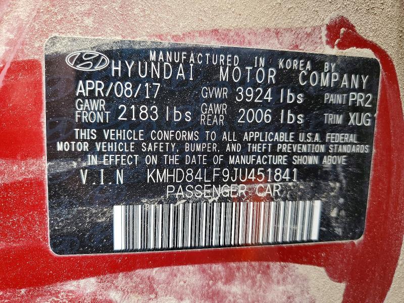 Продажа на аукционе авто 2018 Hyundai Elantra, vin: KMHD84LF9JU451841, номер лота: 58048286