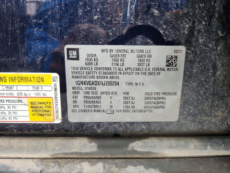 Aukcja sprzedaży 2017 Chevrolet Traverse, vin: 1GNKVGKDXHJ290294, numer aukcji: 55877076