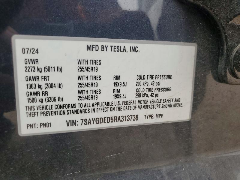 Продаж на аукціоні авто 2024 Tesla Model Y, vin: 7SAYGDED5RA313738, номер лоту: 56101916