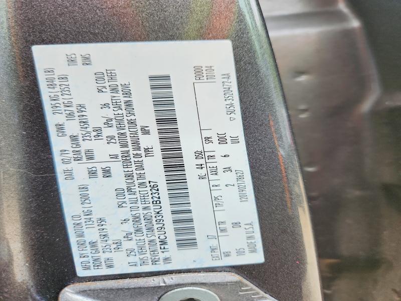 57991086 :رقم المزاد ، 1FMCU9J93KUB23267 vin ، 2019 Ford Escape مزاد بيع