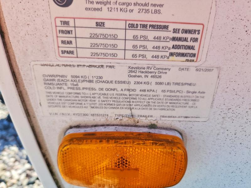 Продажа на аукционе авто 2008 Keystone Keystone, vin: 4YDT3002481531274, номер лота: 58022456