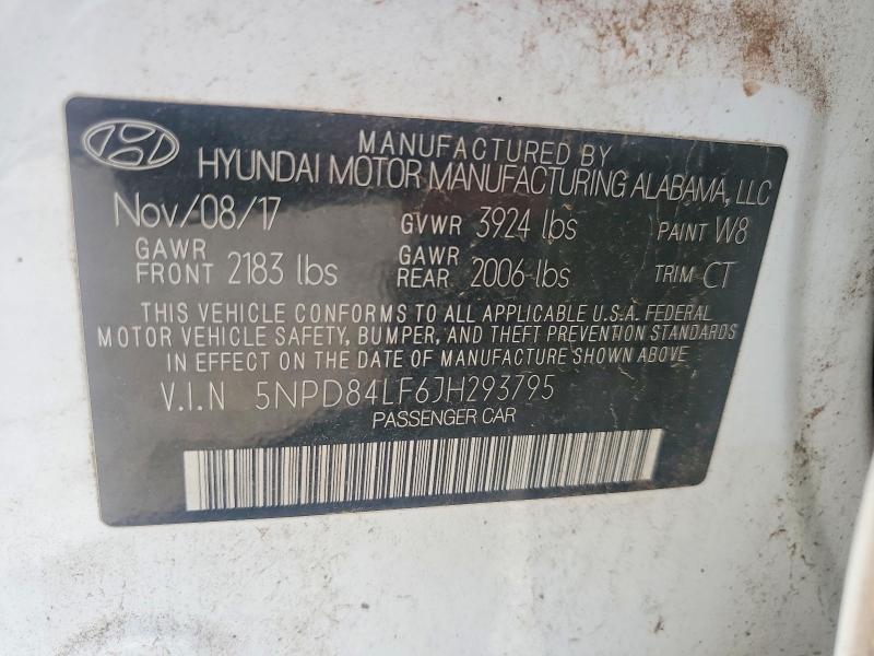 59099326 :رقم المزاد ، 5NPD84LF6JH293795 vin ، 2018 Hyundai Elantra مزاد بيع