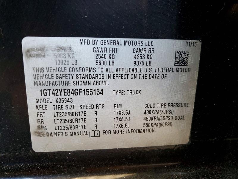 Auction sale of the 2016 Gmc Sierra, vin: 1GT42YE84GF155134, lot number: 57399896