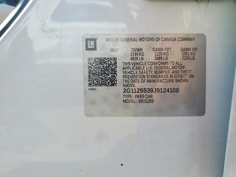 Продаж на аукціоні авто 2018 Chevrolet Impala, vin: 2G1125S39J9124108, номер лоту: 56864266