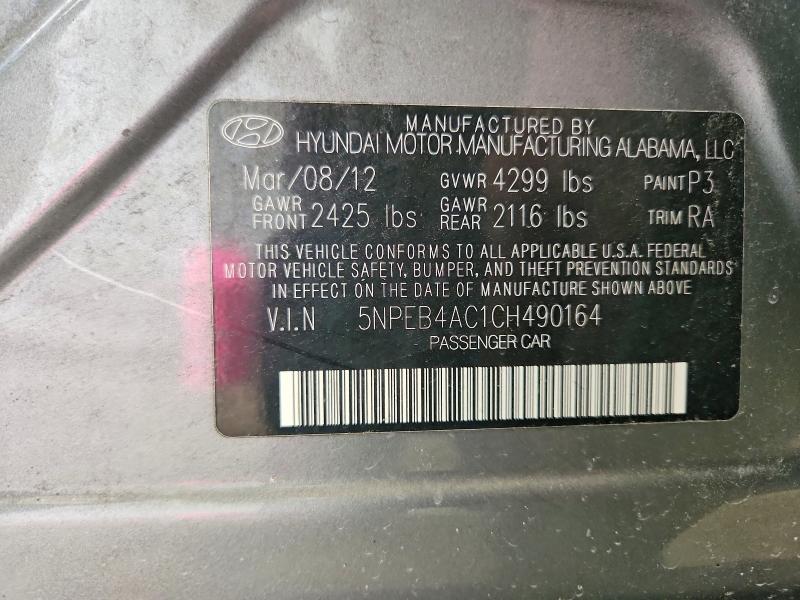 Aukcja sprzedaży 2012 Hyundai Sonata, vin: 5NPEB4AC1CH490164, numer aukcji: 59118516