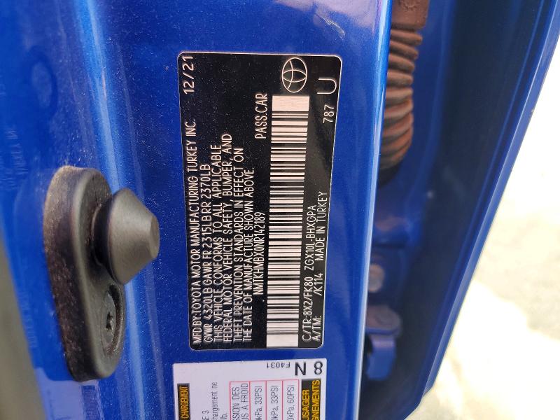 57740516 :رقم المزاد ، NMTKHMBX0NR142189 vin ، 2022 Toyota C-hr مزاد بيع