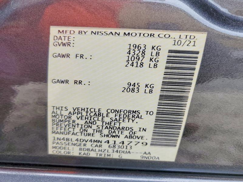 56004346 :رقم المزاد ، 1N4BL4DV4MN414779 vin ، 2021 Nissan Altima مزاد بيع