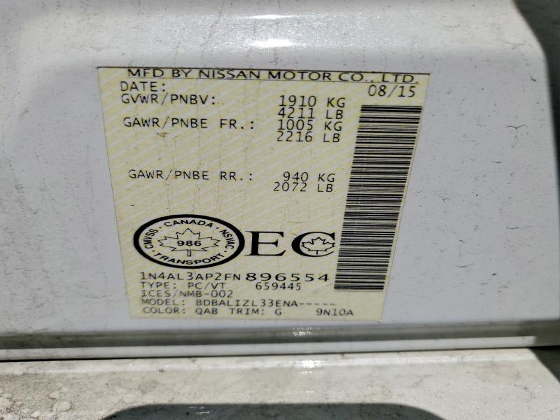 Продажа на аукционе авто 2015 Nissan Altima, vin: 1N4AL3AP2FN896554, номер лота: 58059566